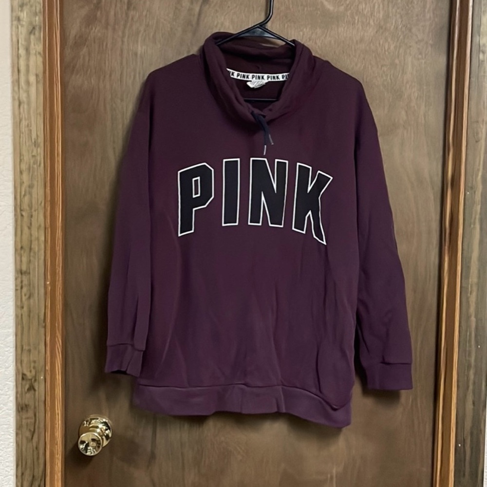 Victorias‎ Secret Pink Cowl Neck Sweatshirt Maroon Burgundy Small